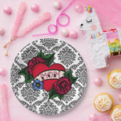 Oude zwart-wit damasten papieren bordjes voor moed (Feest)