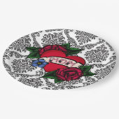 Oude zwart-wit damasten papieren bordjes voor moed (Gekanteld)