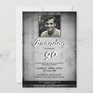 Oude zwart-wit  foto 90ste verjaardag kaart