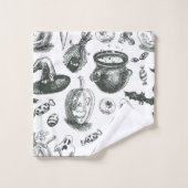 Oude zwart-wit Halloweenpatroon Bad Handdoek (Wasdoekje)