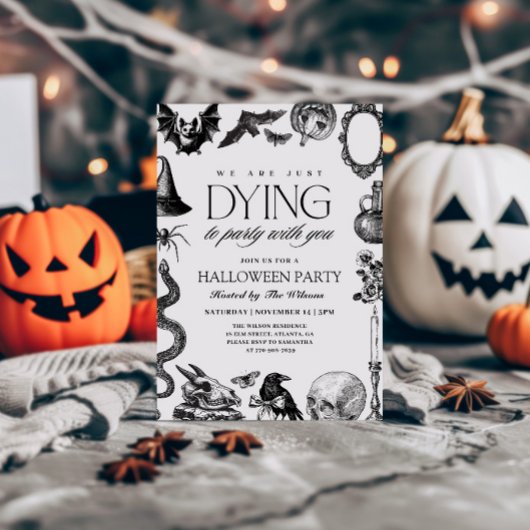 Oude zwart-wit schedel Halloween  Kaart