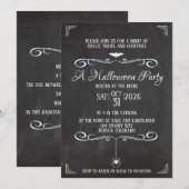 Oude zwart-wit schoolbord Halloween-feest Kaart (Voorkant / Achterkant)
