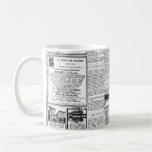 Oude zwart-witkrant,  retro-advertentie koffiemok (Links)