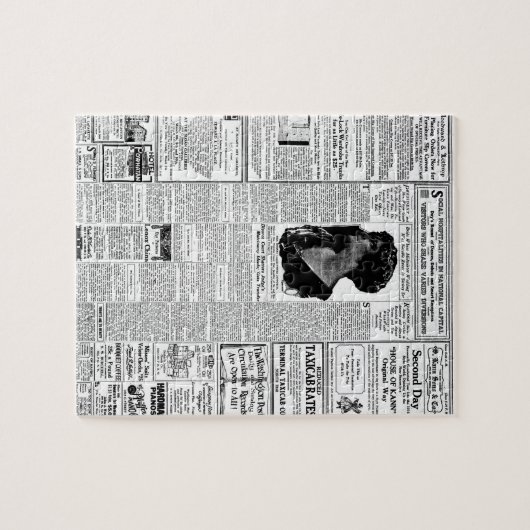 Oude zwart-witkrant, retro-advertentie legpuzzel (Horizontaal)