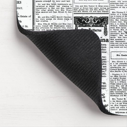 Oude zwart-witkrant,  retro-advertentie muismat (Hoek)