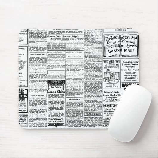 Oude zwart-witkrant,  retro-advertentie muismat (Met muis)