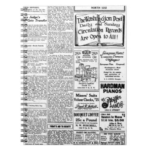 Oude zwart-witkrant, retro-advertentie notitieboek
