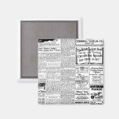 Oude zwart & witte krant,  retro advertentie magneet (Voorkant / Achterkant)
