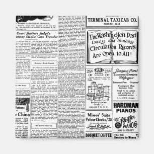 Oude zwart & witte krant,  retro advertentie magneet