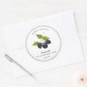 Oude zwarte bes op witte jam ronde sticker (Envelop)
