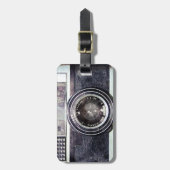 Oude zwarte camera bagagelabel (Voorkant verticaal)