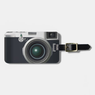 Oude zwarte camera bagagelabel