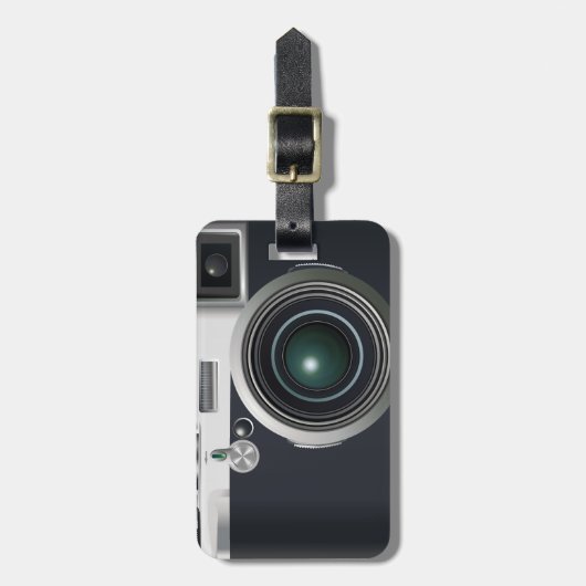 Oude zwarte camera bagagelabel (Voorkant verticaal)