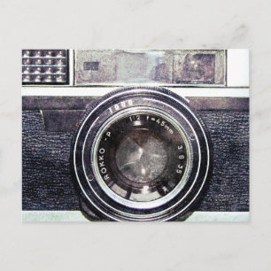 Oude zwarte camera briefkaart
