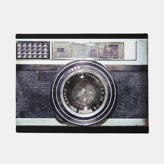 Oude zwarte camera deurmat (Voorkant)