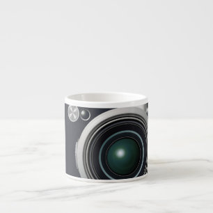 Oude zwarte camera espresso kop