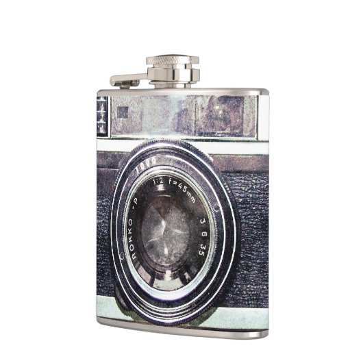 Oude zwarte camera heupfles (Links)