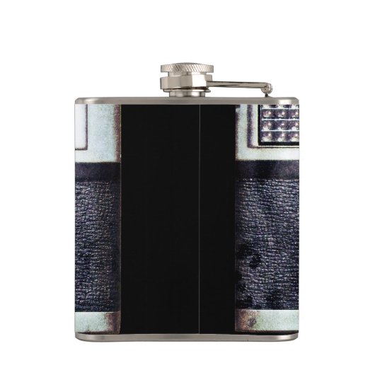 Oude zwarte camera heupfles (Achterkant)