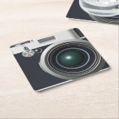 Oude zwarte camera kartonnen onderzetters (Schuin)