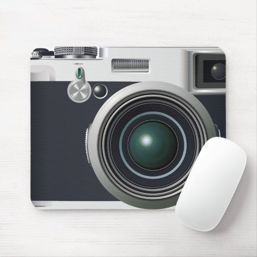 Oude zwarte camera muismat (Met muis)