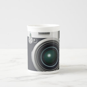 Oude zwarte camera porselein kop