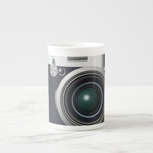 Oude zwarte camera porselein kop (Voorkant)