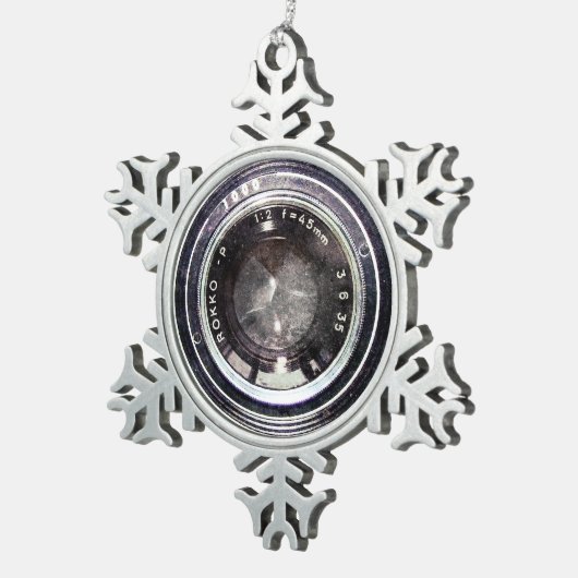 Oude zwarte camera tin sneeuwvlok ornament (Rechts)