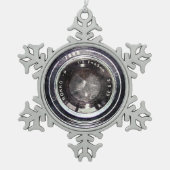 Oude zwarte camera tin sneeuwvlok ornament (Voorkant)