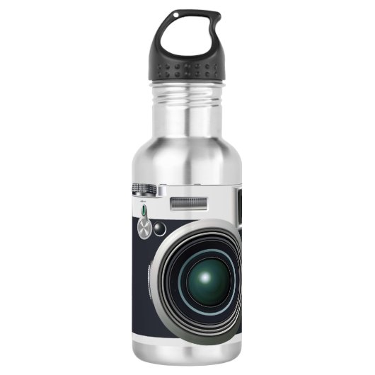 Oude zwarte camera waterfles  (Voorkant)