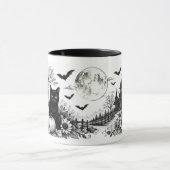 Oude zwarte en witte Halloween mok (Midden)