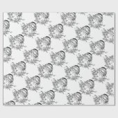 Oude zwarte en witte kerstman cadeaupapier (Vlak)