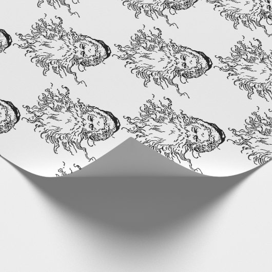 Oude zwarte en witte kerstman cadeaupapier (Hoek)