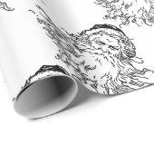Oude zwarte en witte kerstman cadeaupapier (Rol Hoek)