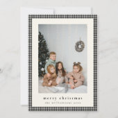 Oude Zwarte Geruite Verticale Foto Kerstmis Feestdagenkaart (Voorkant)