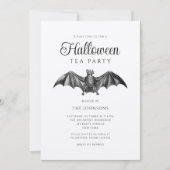 Oude Zwarte Gotische Vleermuis Thee Feest Hallowee Kaart (Voorkant)