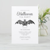 Oude Zwarte Gotische Vleermuis Thee Feest Hallowee Kaart (Staand voorkant)