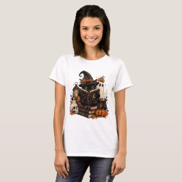 Oude Zwarte Kat Boekenliefde Halloween T-shirt