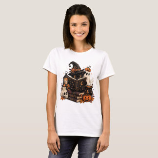 Oude Zwarte Kat Boekenliefde Halloween T-shirt