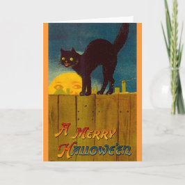 Oude Zwarte Kat Halloween Kaart