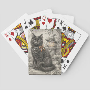 Oude Zwarte Kat Halloween Pokerkaarten