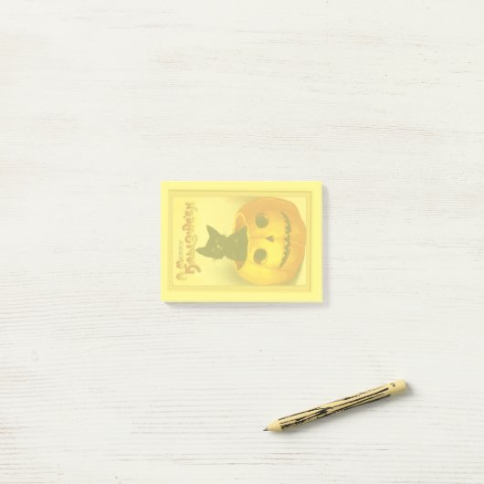 Oude Zwarte Kat Halloween Post-it® Notes (Op bureau)