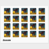 Oude Zwarte Kat Halloween Vierkante Sticker (Vel)