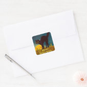 Oude Zwarte Kat Halloween Vierkante Sticker (Envelop)