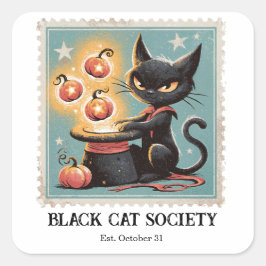 Oude Zwarte Kat Halloween  Vierkante Sticker