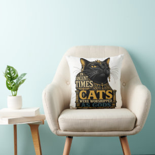 Oude Zwarte Kat Houding Kussen