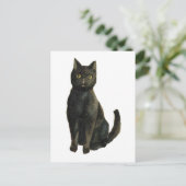 Oude zwarte kat met fashioned Halloween Briefkaart (Staand voorkant)