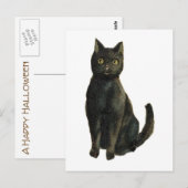 Oude zwarte kat met fashioned Halloween Briefkaart (Voorkant / Achterkant)