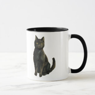 Oude zwarte kat met fashioned Halloween Mok