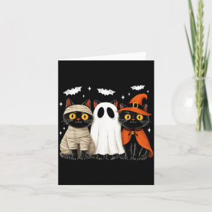 Oude Zwarte Katten Halloween Pompoen Mummie Heks Kaart