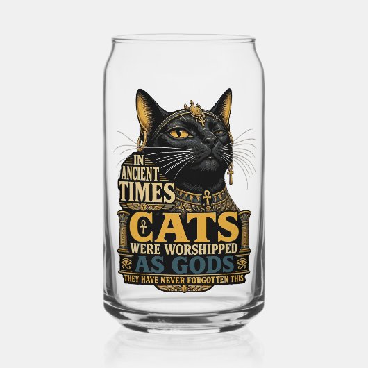 Oude Zwarte Kattenattitude Blikvorm Glas (Achterkant)